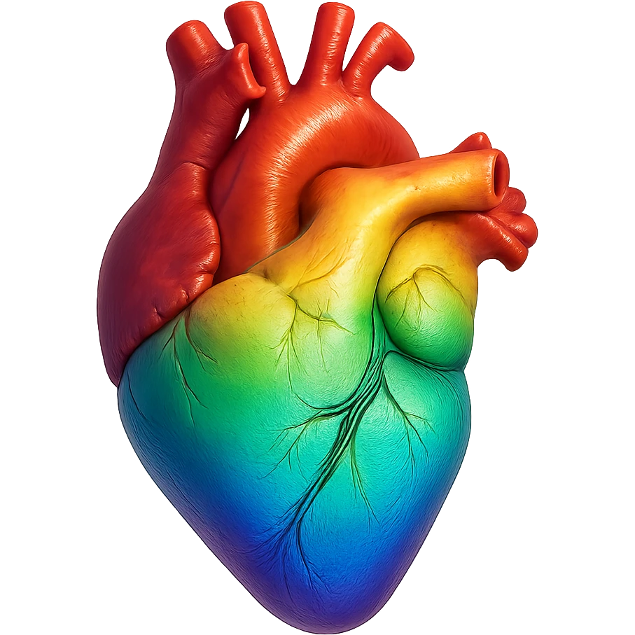 heart with a rainbow gradient, photorealistic style emoji
