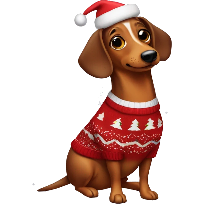Wiener dog with christmas sweater  emoji