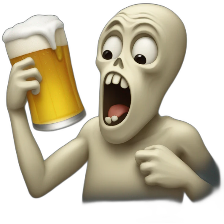 The Scream holding a beer with one hand emoji