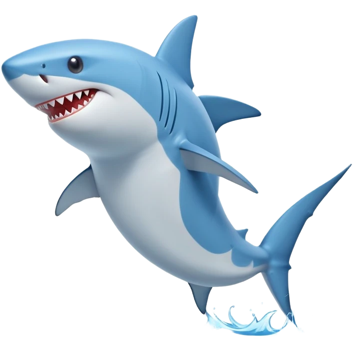 A funny blue shark standing upright like a human, wearing bright blue Nike sneakers. The shark has a big, silly smile and is striking a confident walking pose, like it's dancing or swaggering. Its fins are positioned like arms swinging while walking. Make it look goofy, like a meme character emoji