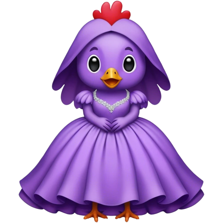 Chicken in a purple wedding dress emoji