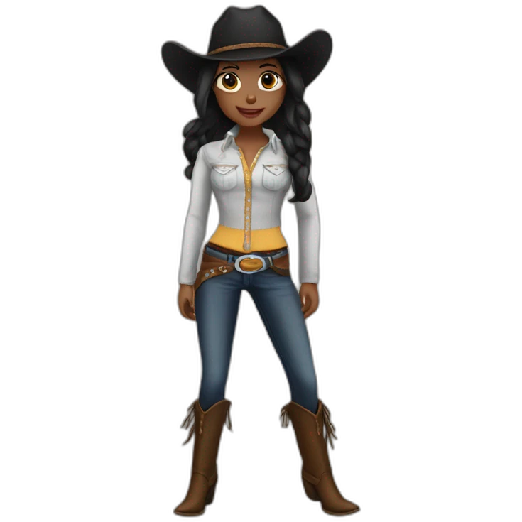 cowgirl straight black hair emoji