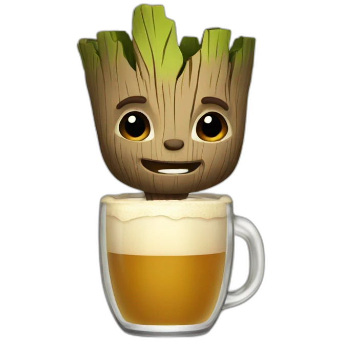 Groot drinking béer emoji