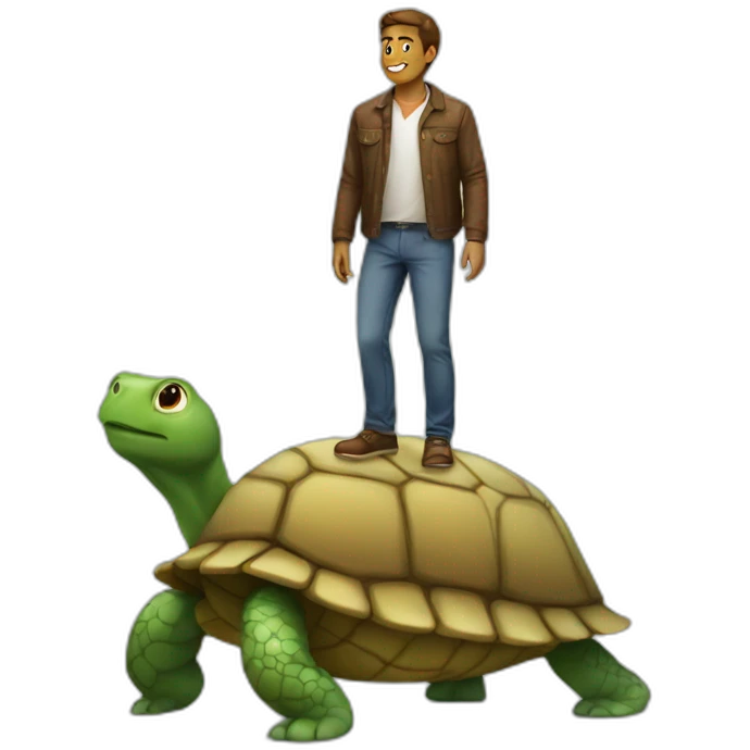 a man standing on a turtle emoji