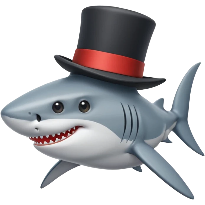 Shark with a top hat emoji
