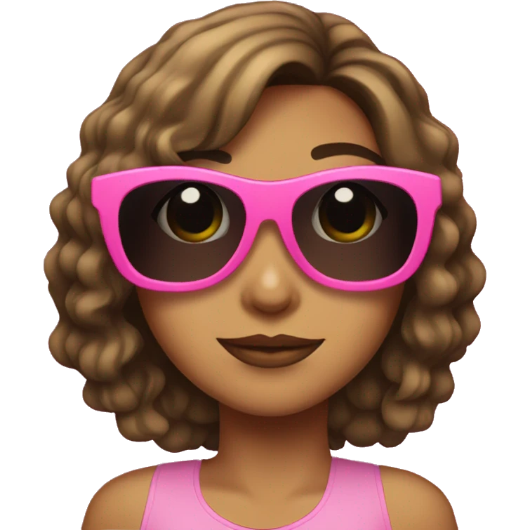 Latina with midlong hair and pink sunglasses  emoji