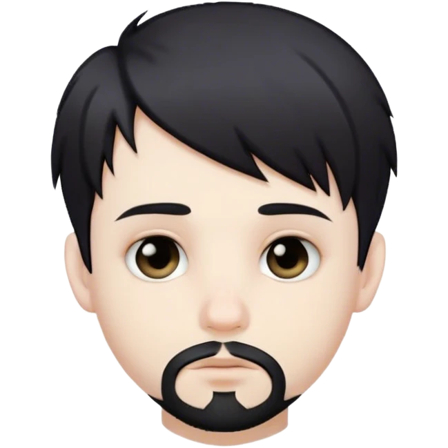 Cute white male, short dark colored hair and facial hair, nose and lip piercing, emo emoji
