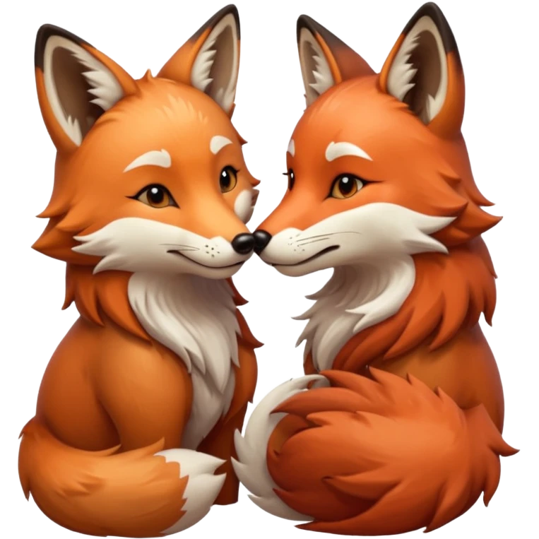 Fox and wolf kissing emoji