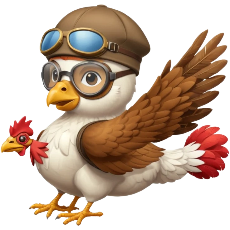 rooster pilot flying glider emoji