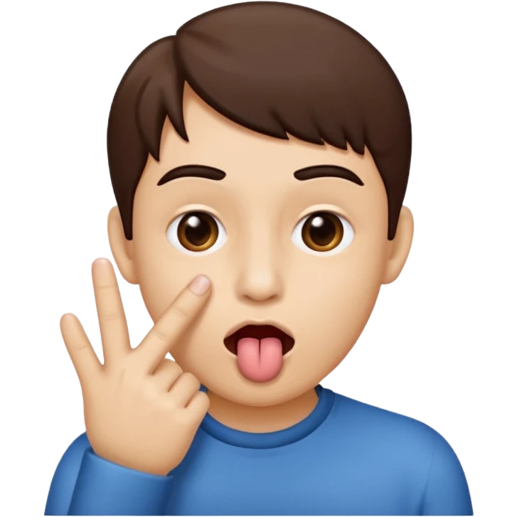face with two fingers to its mouth and tongue between fingers emoji