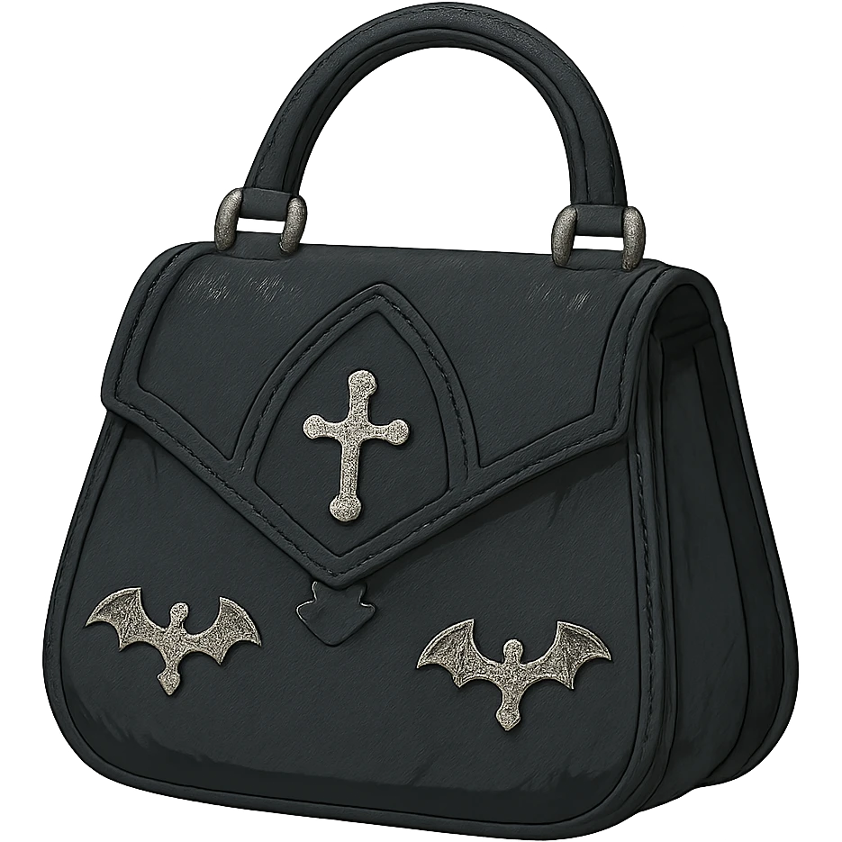 Back white gothic purse without background emoji