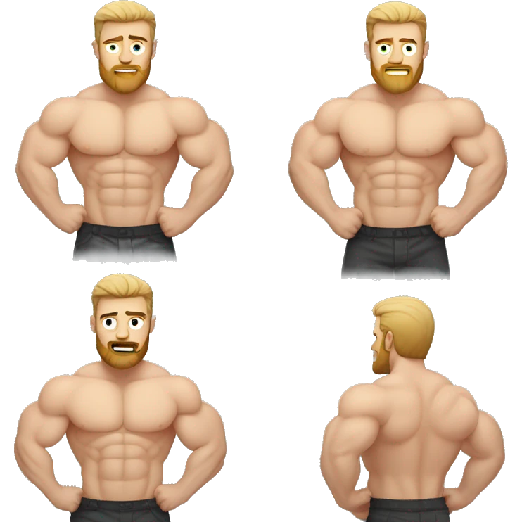 super muscular white man flexing down with a beard and a tank top emoji