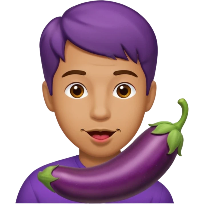 Handsome man licking eggplant emoji