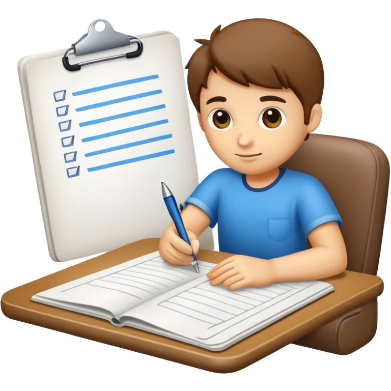 vcrie um emoji de uma pessoa focada nos objetivos,metas e trabalho a fazer no seu plano de ferias emoji