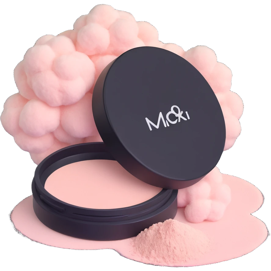 fluffy powder puff with loose makeup powder emoji