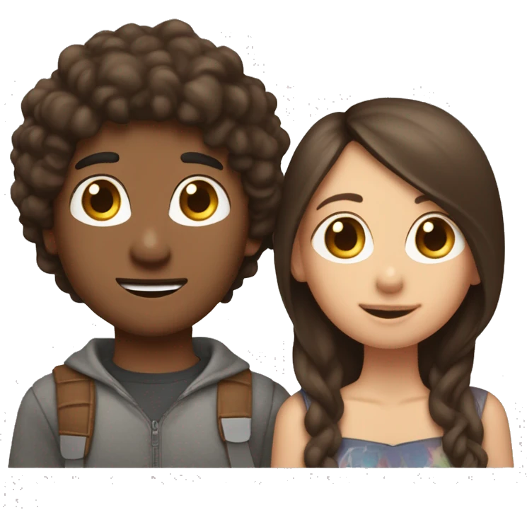 brunette girl with brunette boy with a dashaund ￼  emoji