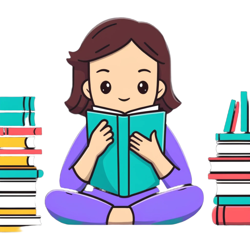 Tired girl cramming for exams with books and coffee emoji