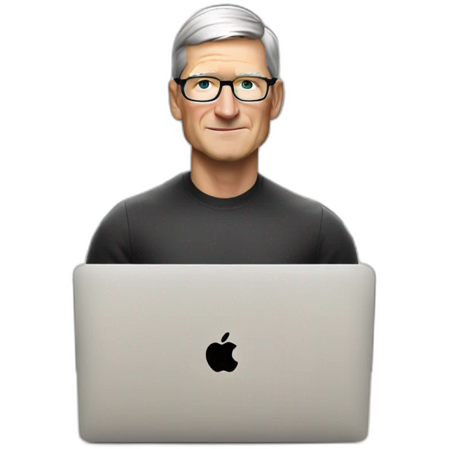 tim cook with macbook pro on desk emoji