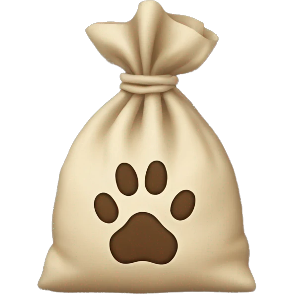 money bag with a cat paw logo on the  emoji