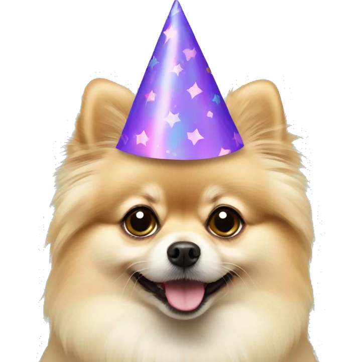 Creme pomeranian With party hat  emoji