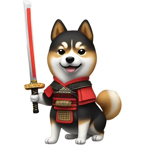 Shiba inu with samurai sword emoji