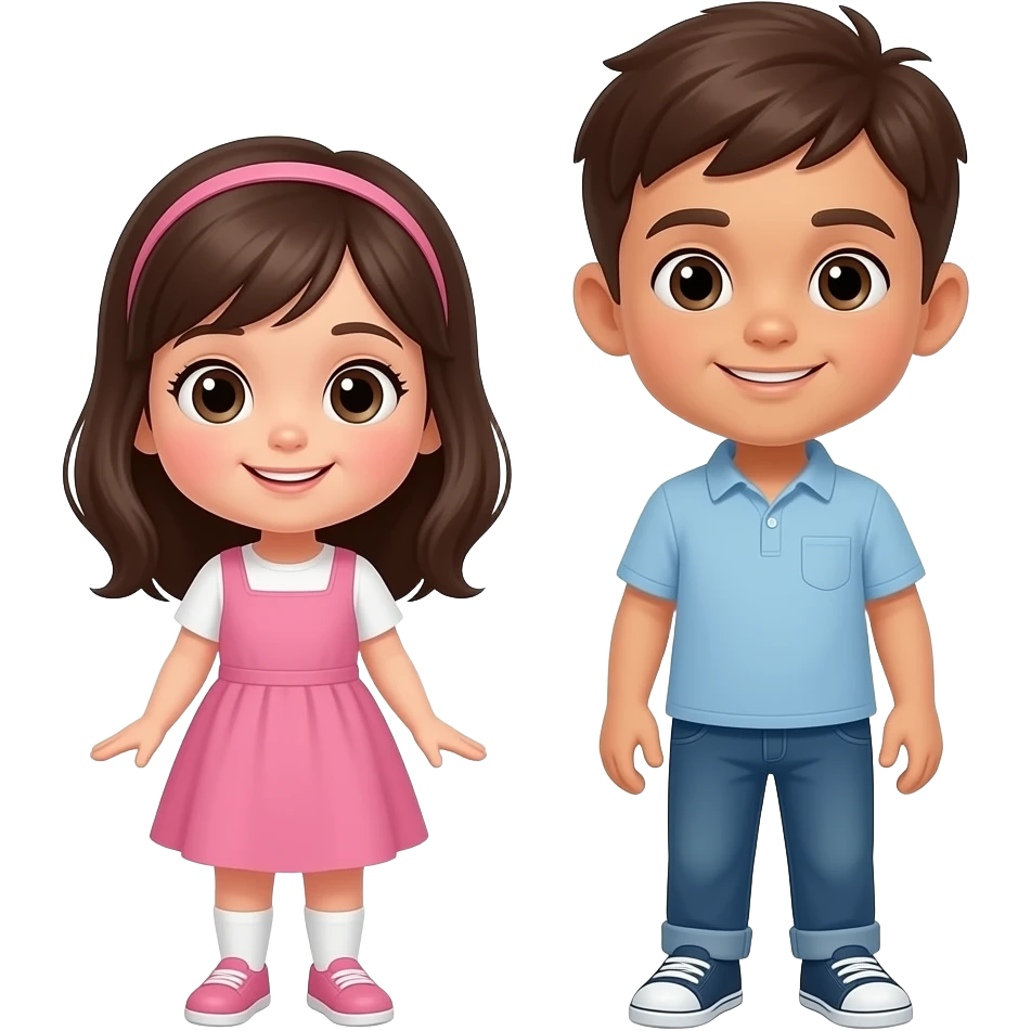 generated an realistic emoji of a girl kid and a boy kid emoji