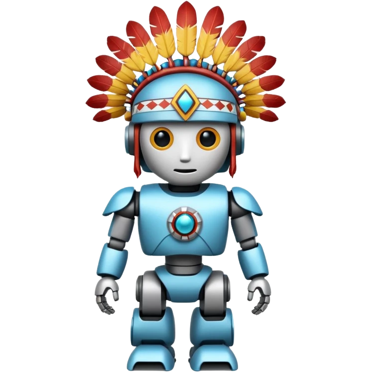 Full Robotic figure wearing native American regalia emoji