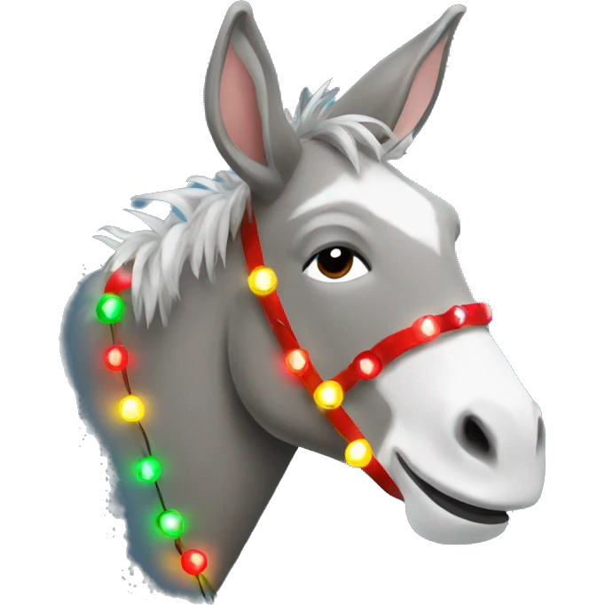 Donkey with Christmas lights emoji
