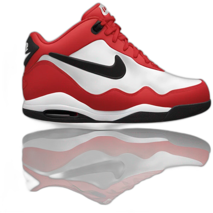 Chaussure Nike rouge et blanche avec le logo en noir emoji