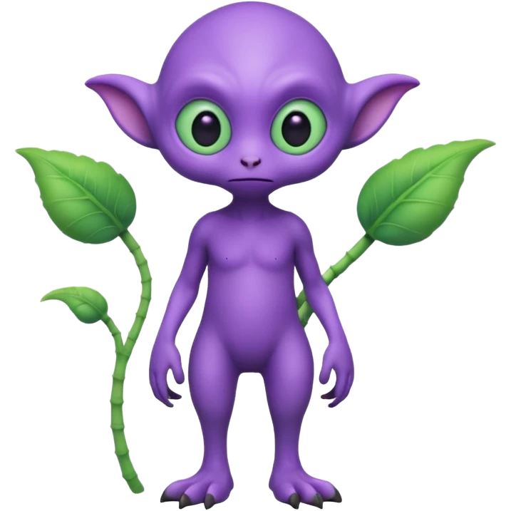 full body cute peacefull alien furry with 2 legs and eye stalks stands upright and looks intelligent ...wears clothing. not green..looks happy and cudly... doesnt have eyes on face, there is a stalk coming from top of head with a single large eye emoji