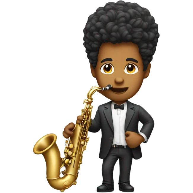 clean shaved guy with volume hair playing saxophone emoji