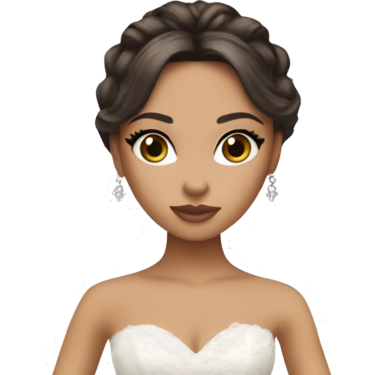 Bratz, bride, brunette hair, olive skin, hazel almond cat eyes emoji