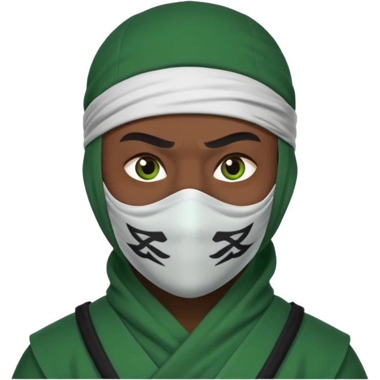 Ninja arab green and white with mask  emoji