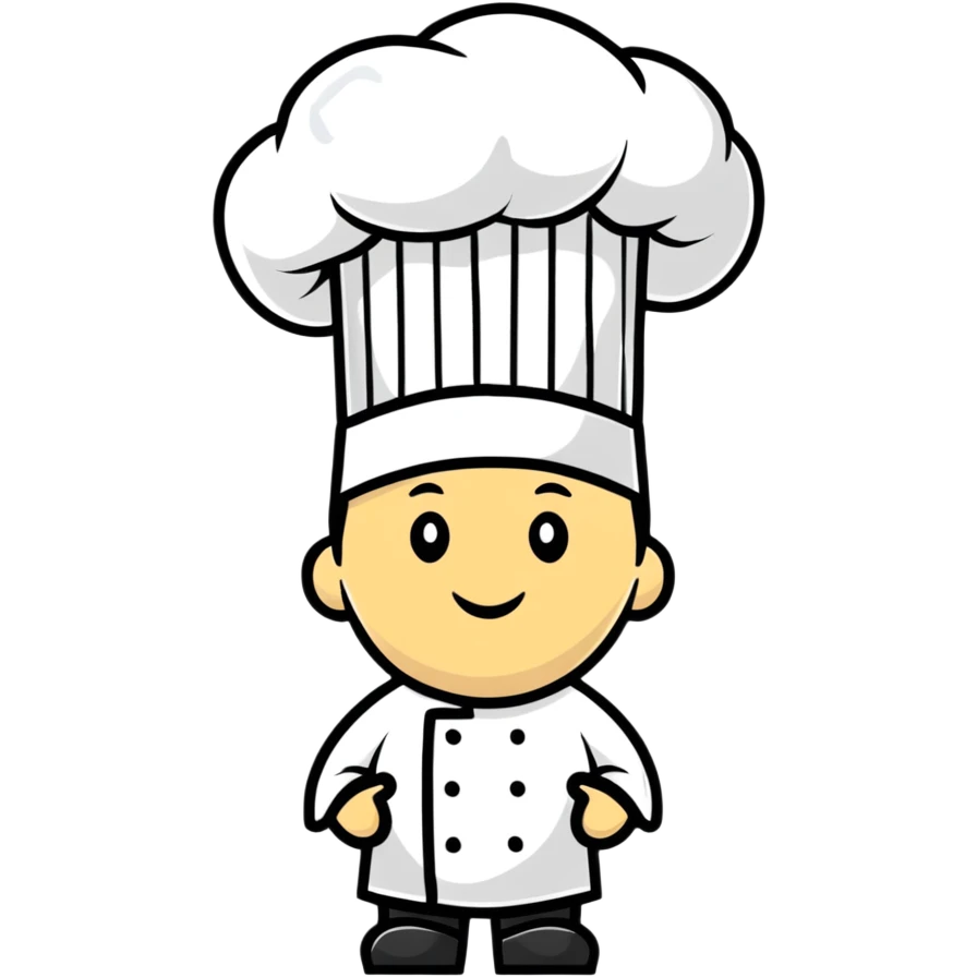 A traditional white chef's hat, tall and puffed, symbolizing culinary expertise emoji