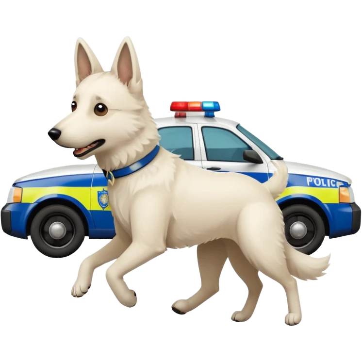 White belgian Shepard Fleeing from police car emoji