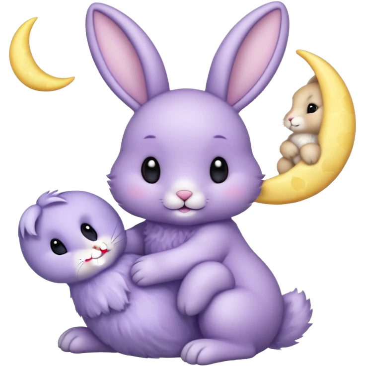 A Lavender bunny holding a moon 🌙 🐰 emoji