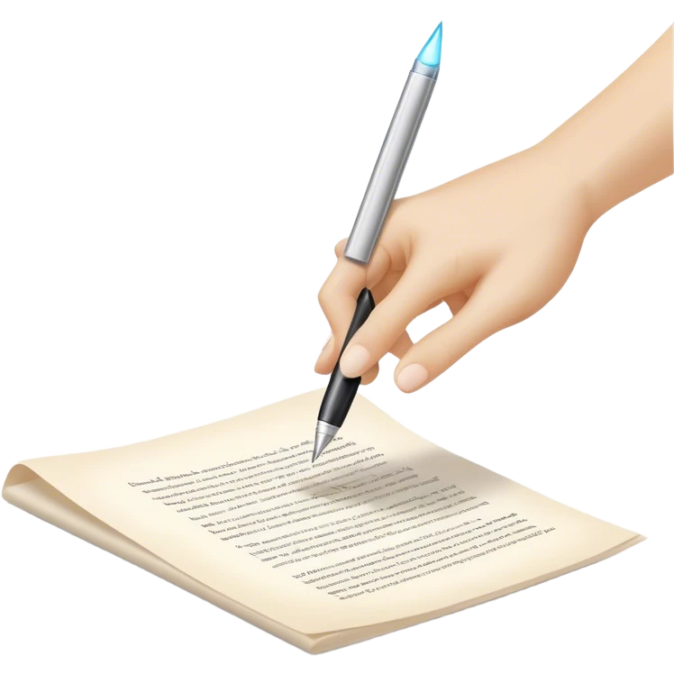 A glowing, slightly transparent hand—representing the future self—emerges from a piece of paper, offering a pen to the present self. The present self’s hand, solid and real, reaches out to take it, symbolizing the moment of choosing action over procrastination, guided by the future self’s wisdom. emoji