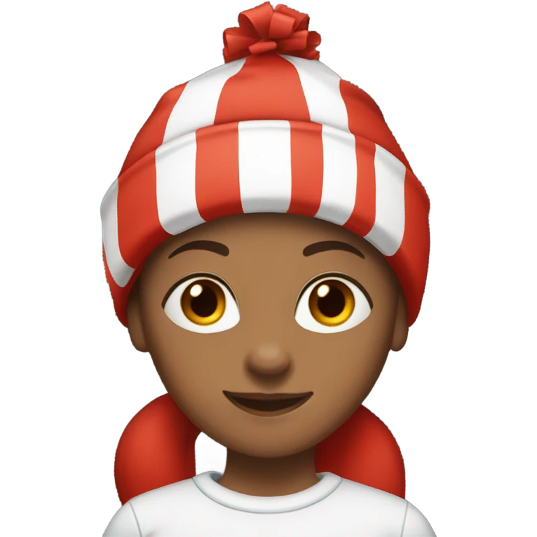 Emoji of a sporty girl in a top and leggings with a red Christmas hat. emoji