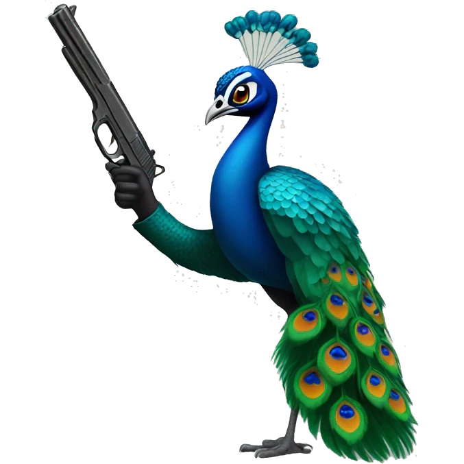 peacock with a gun emoji
