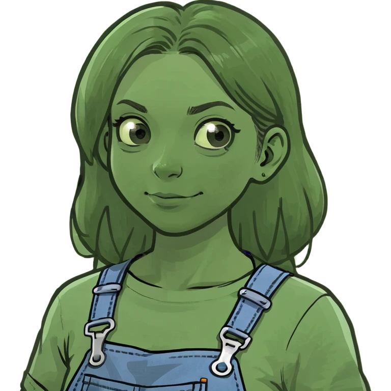 A woman in overalls emoji