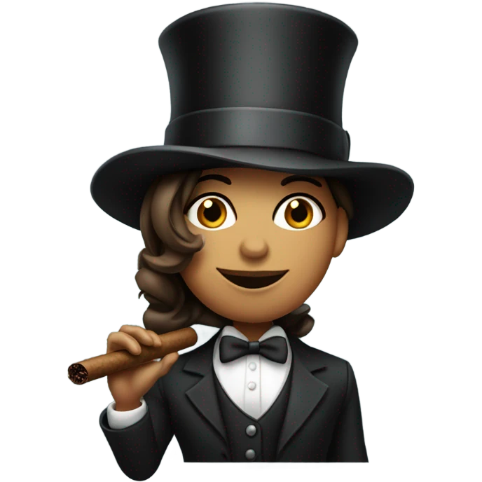 Caitlyn wearing a top hat with a cigar  emoji