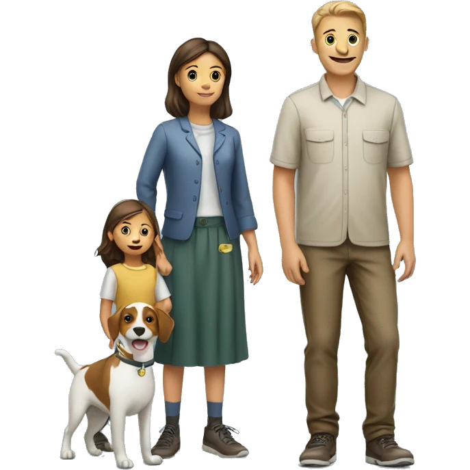 Family With Patents ohne oldet boy one Young Girl and a dog  emoji