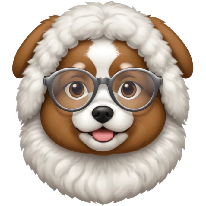 dog wearing grany emoji