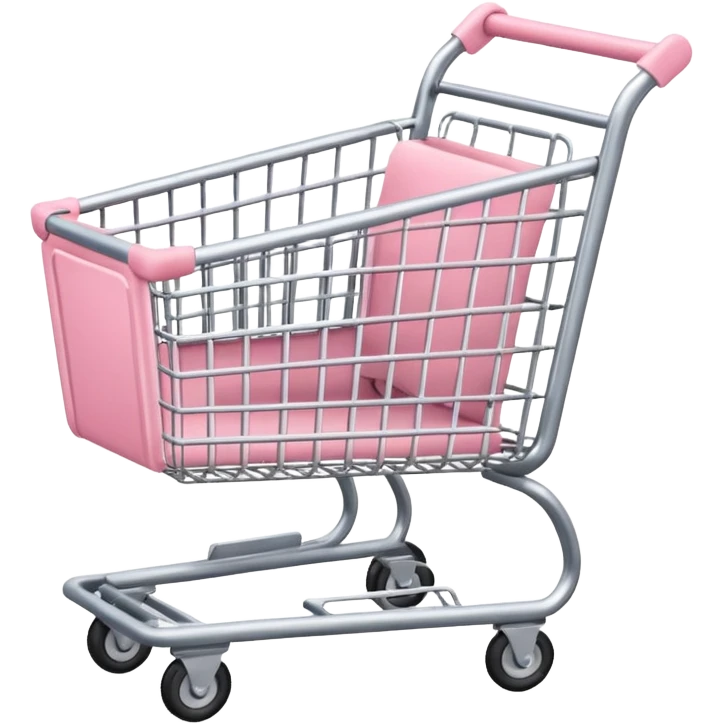 make shopping cart with soft pink tones. emoji