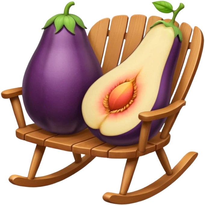 Eggplant and peach rocking on chair  emoji