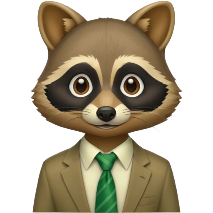 waitor racoon green tie emoji