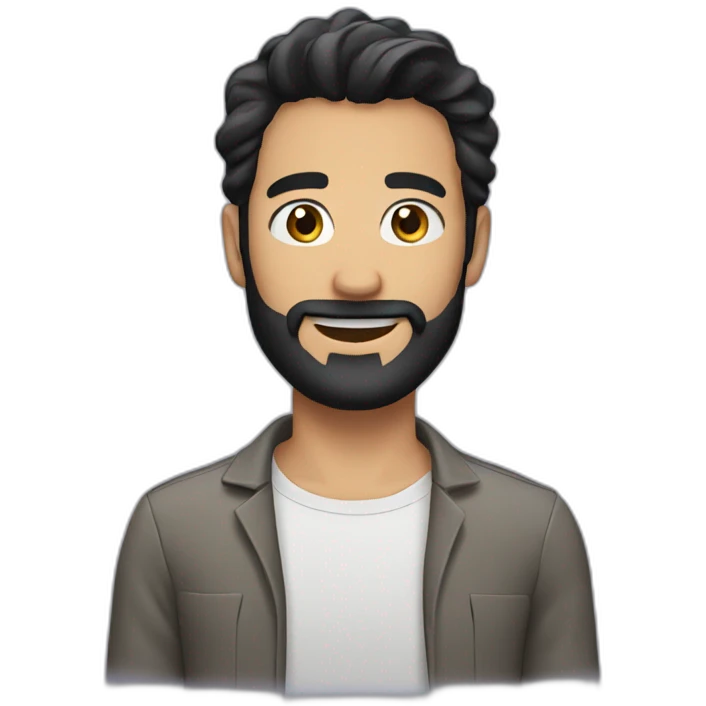 Man with black hair and beard smile  emoji