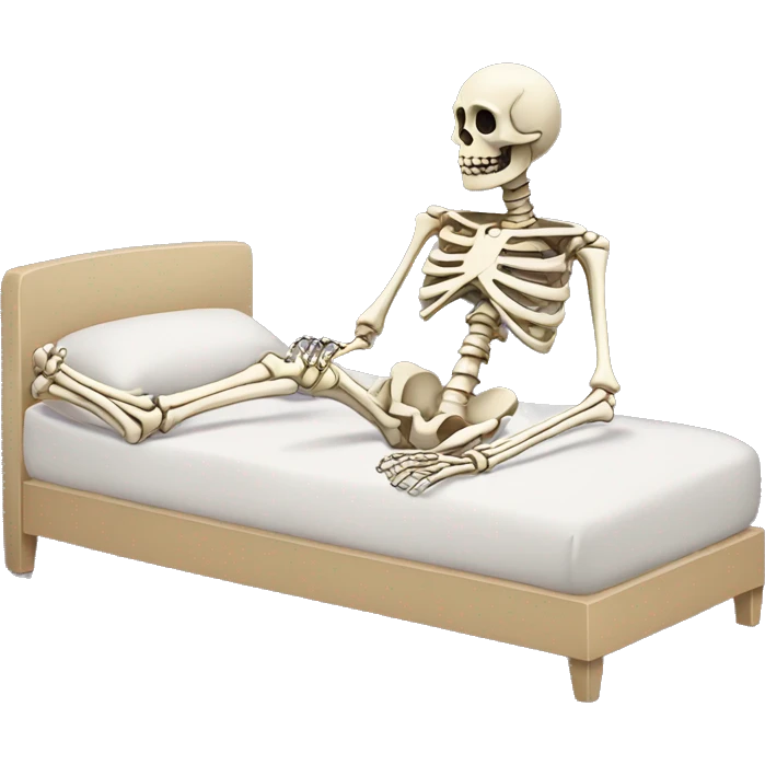 Skeleton laying in bed emoji