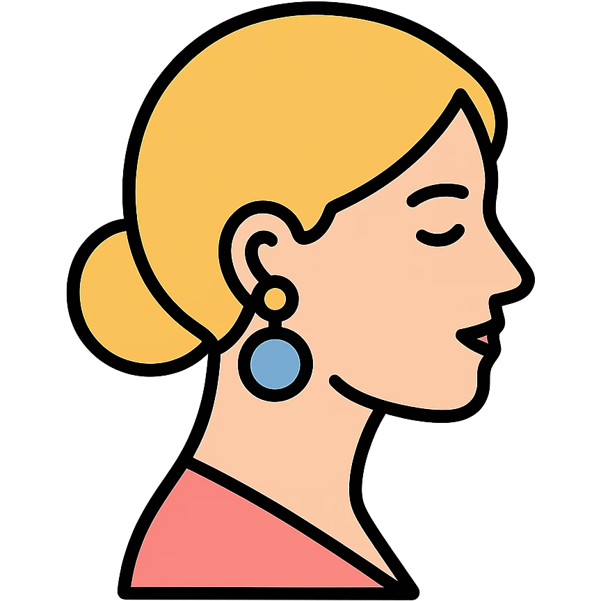soft colors and detailed color outline of a woman in profile wearing earrings emoji