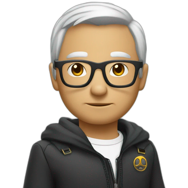 Un mec chauve à lunettes avec un Gun emoji